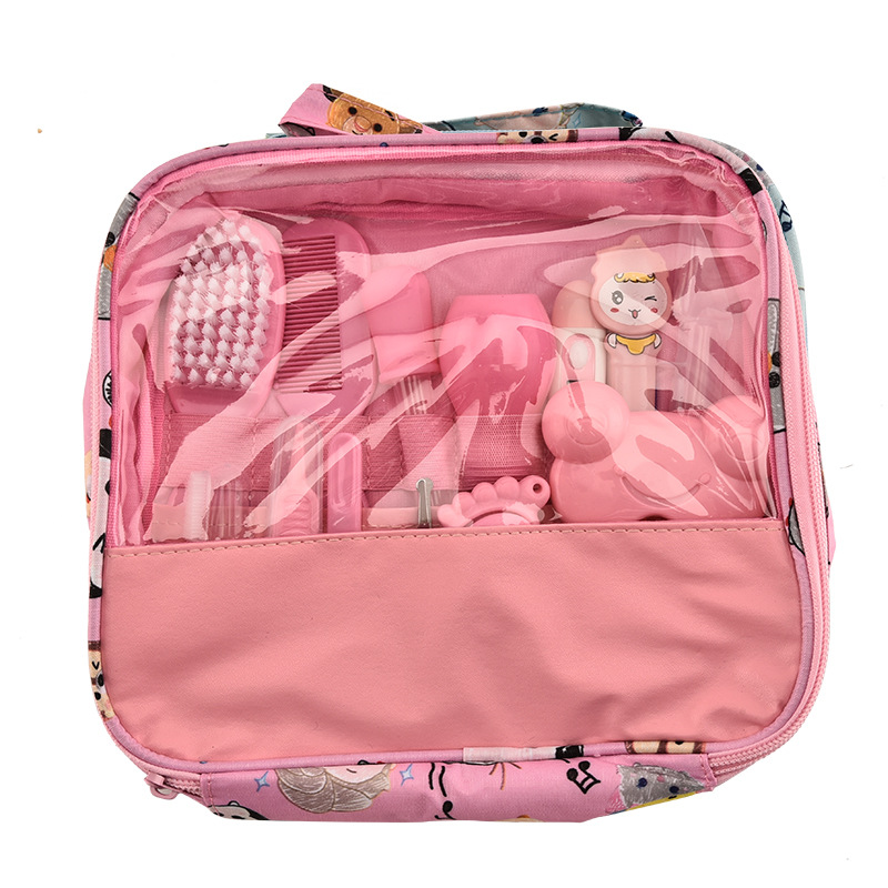 Baby Care Supplies Nasal Aspirator Feed Medication Utensil 13-Piece Cartoon Cloth Bag Kit Baby Nail Clippers