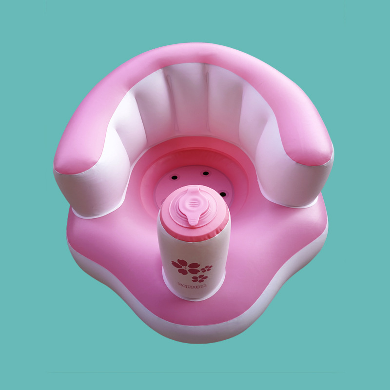 Powder and white baby inflatable sofa baby learn to sit chair child chair dining chair will carry bath stool PVC toys Powder and white baby inflatable sofa baby learn to sit chair child chair dining chair will carry bath stool PVC toys