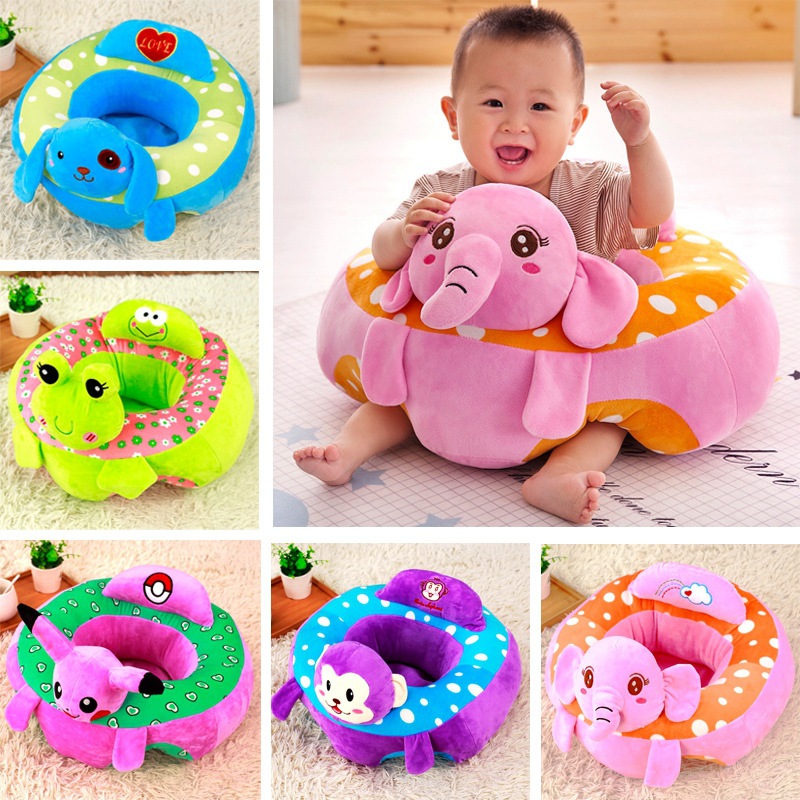 Cute Cartoon Baby Learning Seat Anti-Flip Baby Backrest Safety Chair Plush Toy Creative Small Sofa