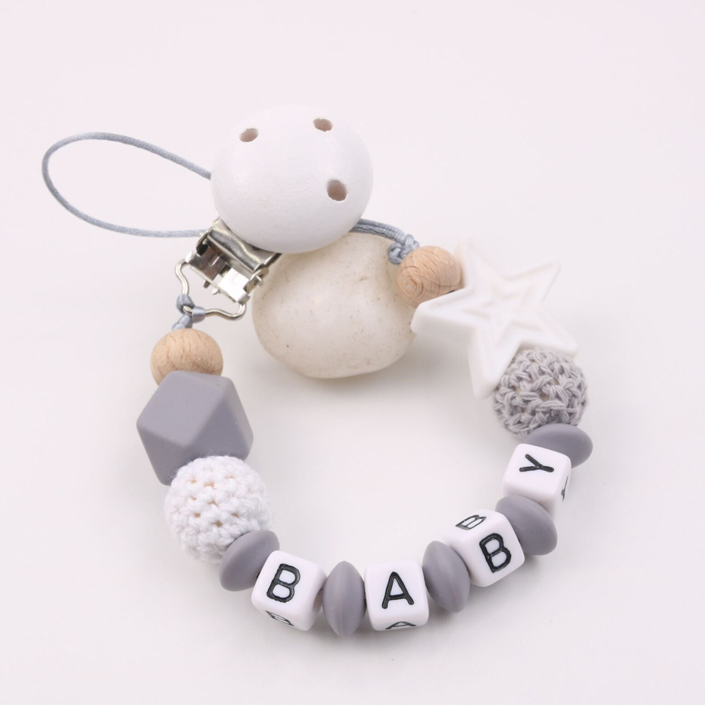 INS Hot Amazon Foreign Trade Pacifier Strap Five-Pointed Star Silicone Nipple Chain Pacifier Clip