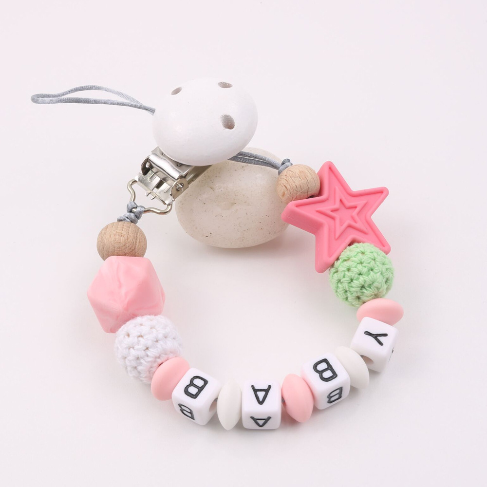 INS Hot Amazon Foreign Trade Pacifier Strap Five-Pointed Star Silicone Nipple Chain Pacifier Clip
