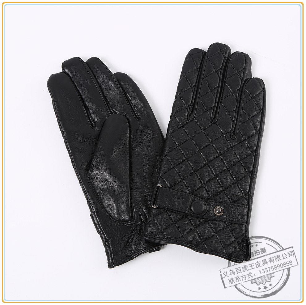 Tiger King New Men's Plaid Imported Sheepskin Autumn and Winter Warm Leather Gloves Outdoor Riding Motorcycle
