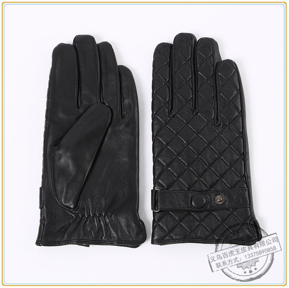 Tiger King New Men's Plaid Imported Sheepskin Autumn and Winter Warm Leather Gloves Outdoor Riding Motorcycle