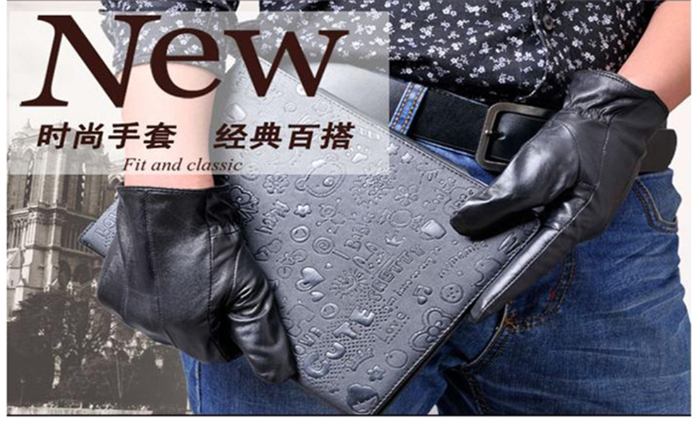 Tiger King New Men's Plaid Imported Sheepskin Autumn and Winter Warm Leather Gloves Outdoor Riding Motorcycle