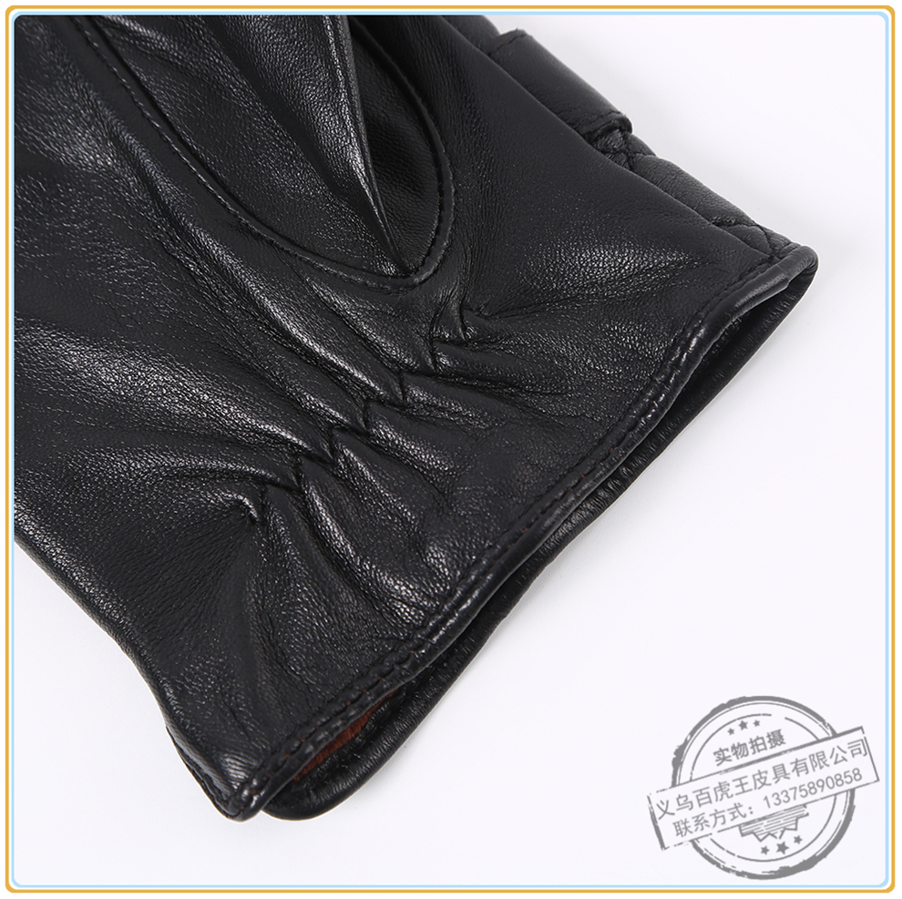 Tiger King New Men's Plaid Imported Sheepskin Autumn and Winter Warm Leather Gloves Outdoor Riding Motorcycle