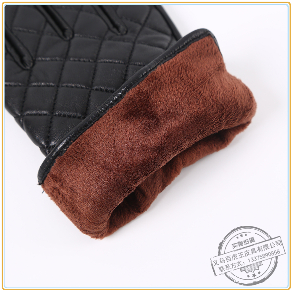 Tiger King New Men's Plaid Imported Sheepskin Autumn and Winter Warm Leather Gloves Outdoor Riding Motorcycle