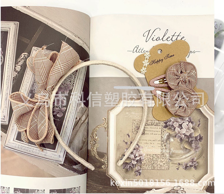 South Korea Imported Ribbon Curved Small Plaid Handmade DIY Hair Bow Accessories Materials Shoe Ornament Hat