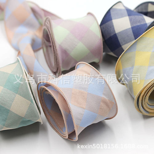 South Korea Imported Ribbon Color Plaid Piping Handmade DIY Hair Bow Material Clothing Hat Accessories