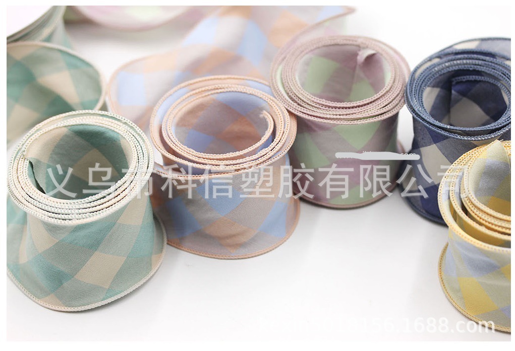 South Korea Imported Ribbon Color Plaid Piping Handmade DIY Hair Bow Material Clothing Hat Accessories