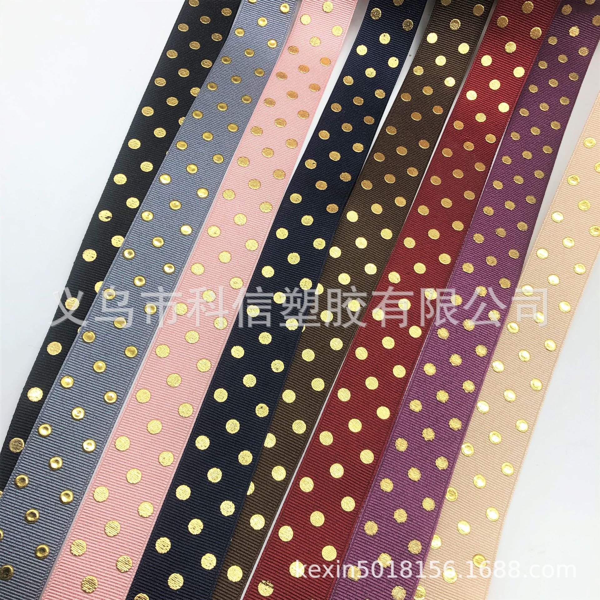 South Korea Imported Ribbon Bronzing Dot Ribbed Band Handmade DIY Bow Hair Accessories Hat Clothing Accessories South Korea Imported Ribbon Bronzing Dot Ribbed Band Handmade DIY Bow Hair Accessories Hat Clothing Accessories