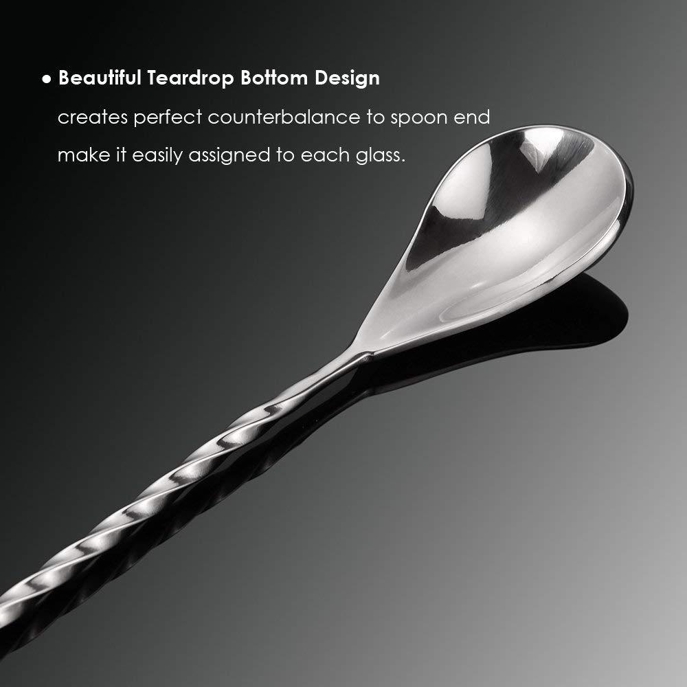 Spot Amazon Cold Drink Cocktail Spoon Long Handle Spoon Milk Tea Twisted Stirring Rod Stainless Steel Swizzle Stick Long
