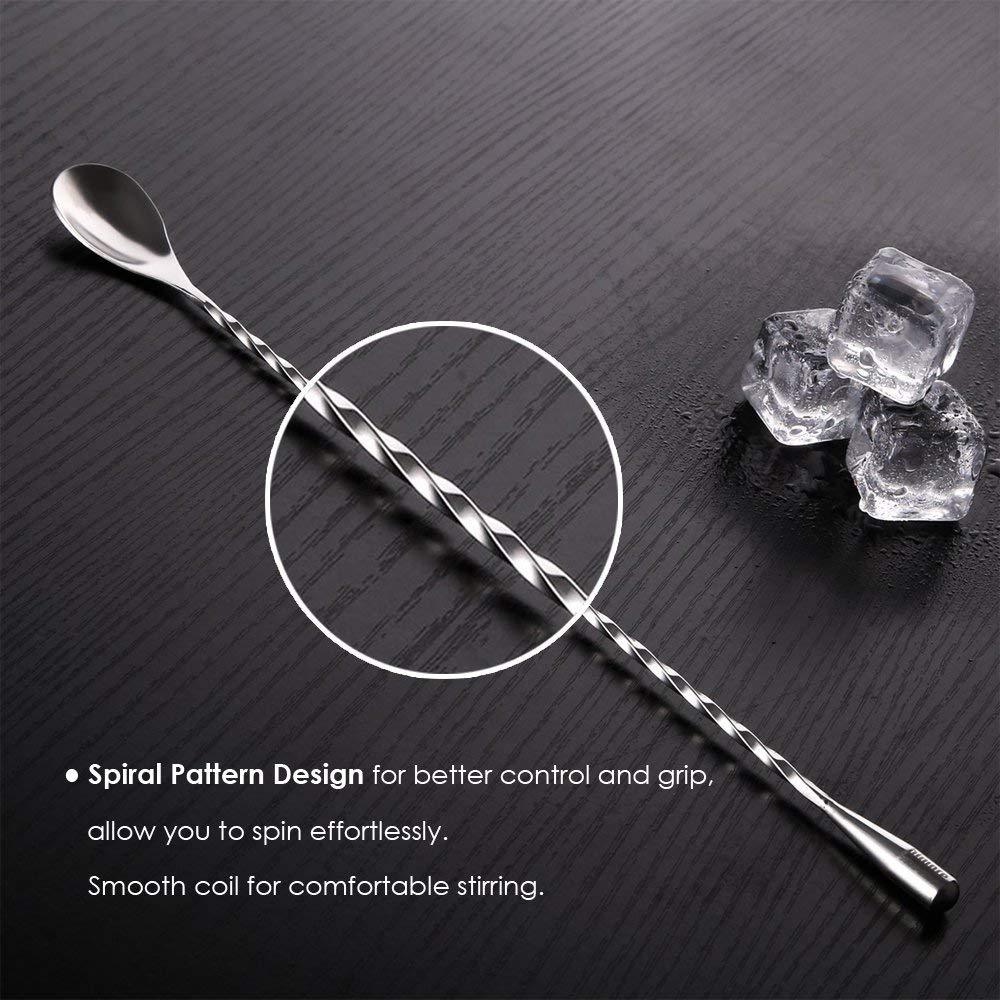 Spot Amazon Cold Drink Cocktail Spoon Long Handle Spoon Milk Tea Twisted Stirring Rod Stainless Steel Swizzle Stick Long