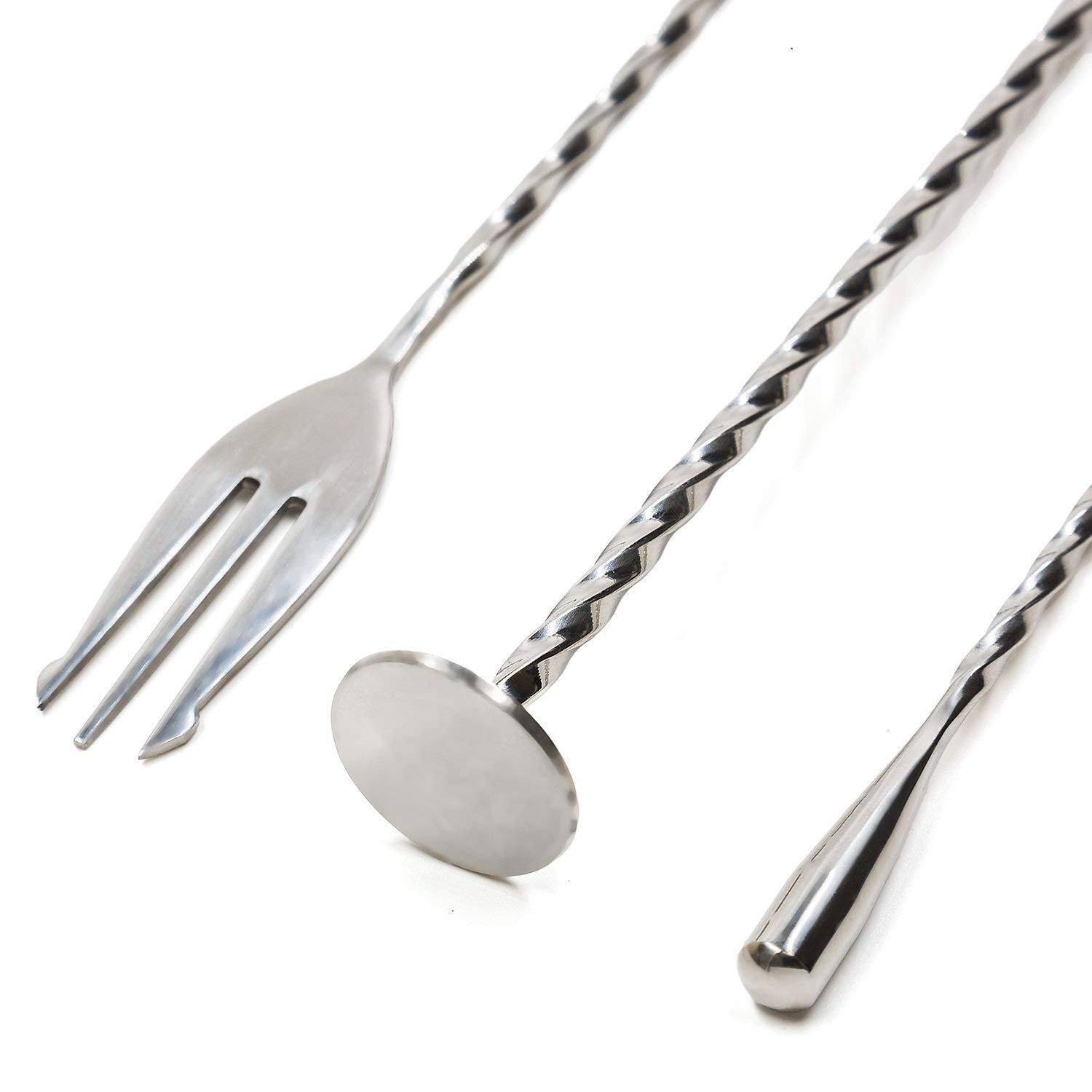 Spot Amazon Cold Drink Cocktail Spoon Long Handle Spoon Milk Tea Twisted Stirring Rod Stainless Steel Swizzle Stick Long