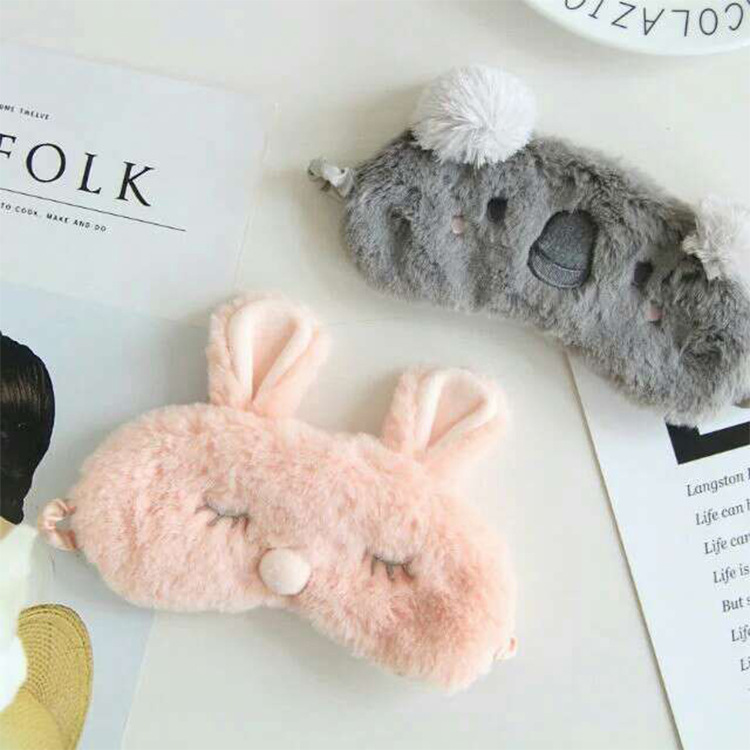 Pink Bunny Christmas Sleeping Cartoon Eye Mask Plush Toy Imitation Silk Shading Animal Eye Shield