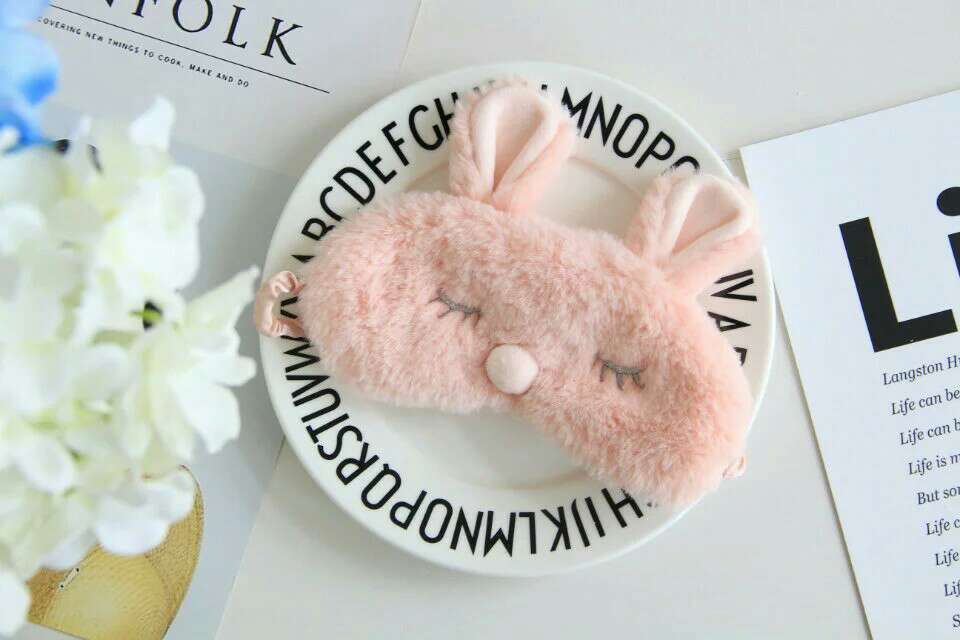 Pink Bunny Christmas Sleeping Cartoon Eye Mask Plush Toy Imitation Silk Shading Animal Eye Shield Pink Bunny Christmas Sleeping Cartoon Eye Mask Plush Toy Imitation Silk Shading Animal Eye Shield