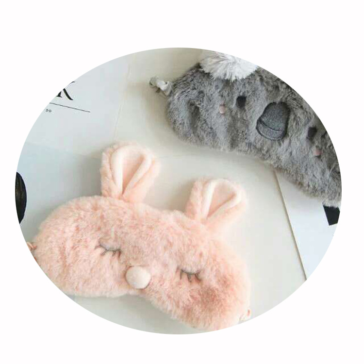 Pink Bunny Christmas Sleeping Cartoon Eye Mask Plush Toy Imitation Silk Shading Animal Eye Shield