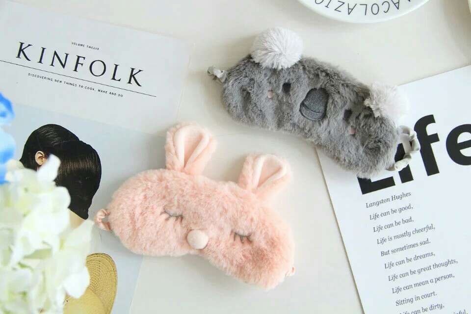 Pink Bunny Christmas Sleeping Cartoon Eye Mask Plush Toy Imitation Silk Shading Animal Eye Shield Pink Bunny Christmas Sleeping Cartoon Eye Mask Plush Toy Imitation Silk Shading Animal Eye Shield