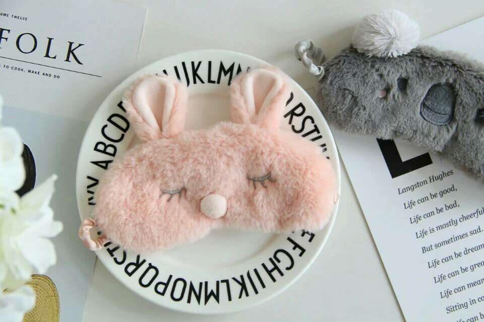 Pink Bunny Christmas Sleeping Cartoon Eye Mask Plush Toy Imitation Silk Shading Animal Eye Shield Pink Bunny Christmas Sleeping Cartoon Eye Mask Plush Toy Imitation Silk Shading Animal Eye Shield