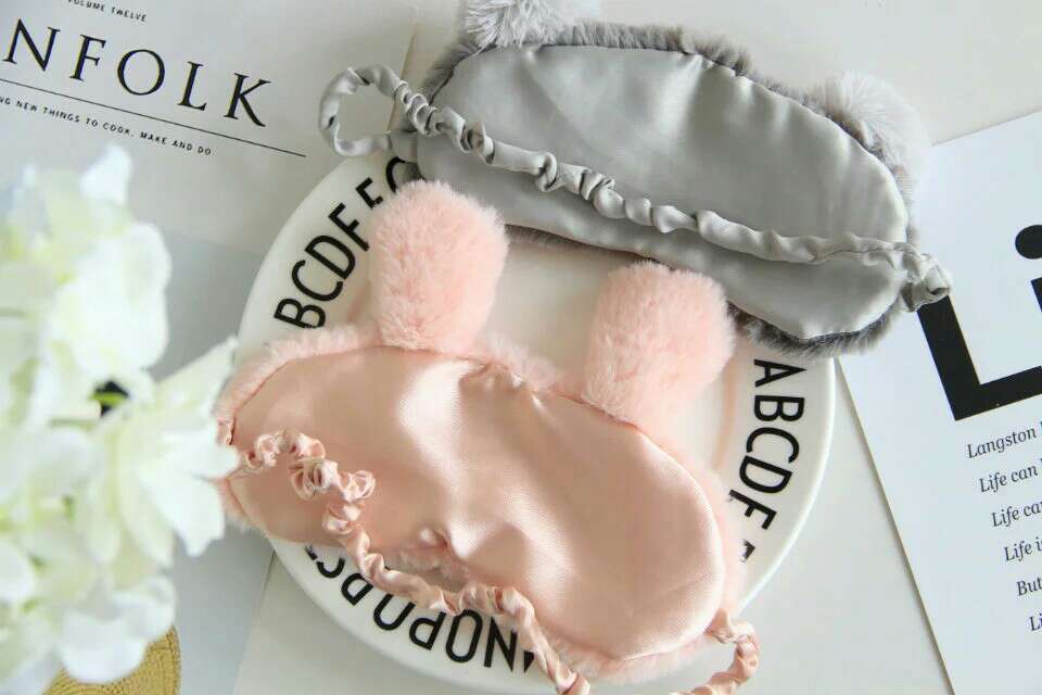 Pink Bunny Christmas Sleeping Cartoon Eye Mask Plush Toy Imitation Silk Shading Animal Eye Shield Pink Bunny Christmas Sleeping Cartoon Eye Mask Plush Toy Imitation Silk Shading Animal Eye Shield
