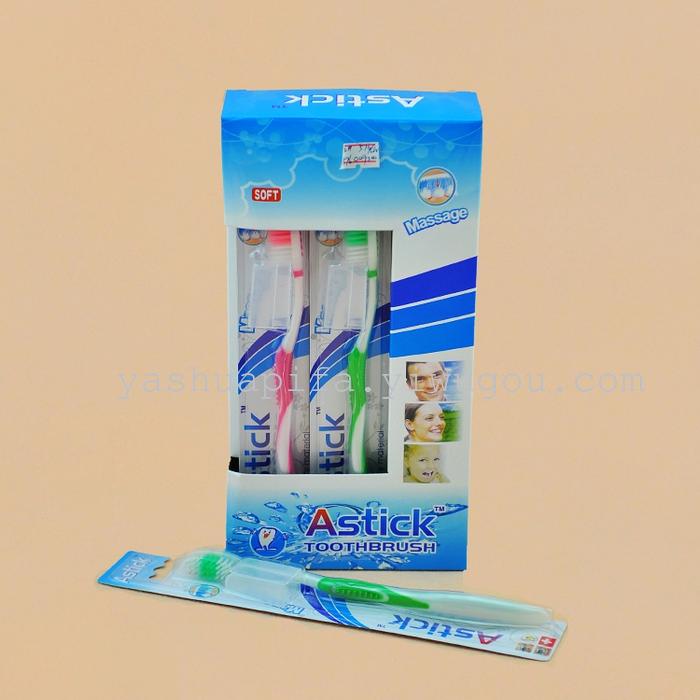 Foreign trade wholesale Astick 612# toothbrush (12 / box) in hair with plastic caps Foreign trade wholesale Astick 612# toothbrush (12 / box) in hair with plastic caps