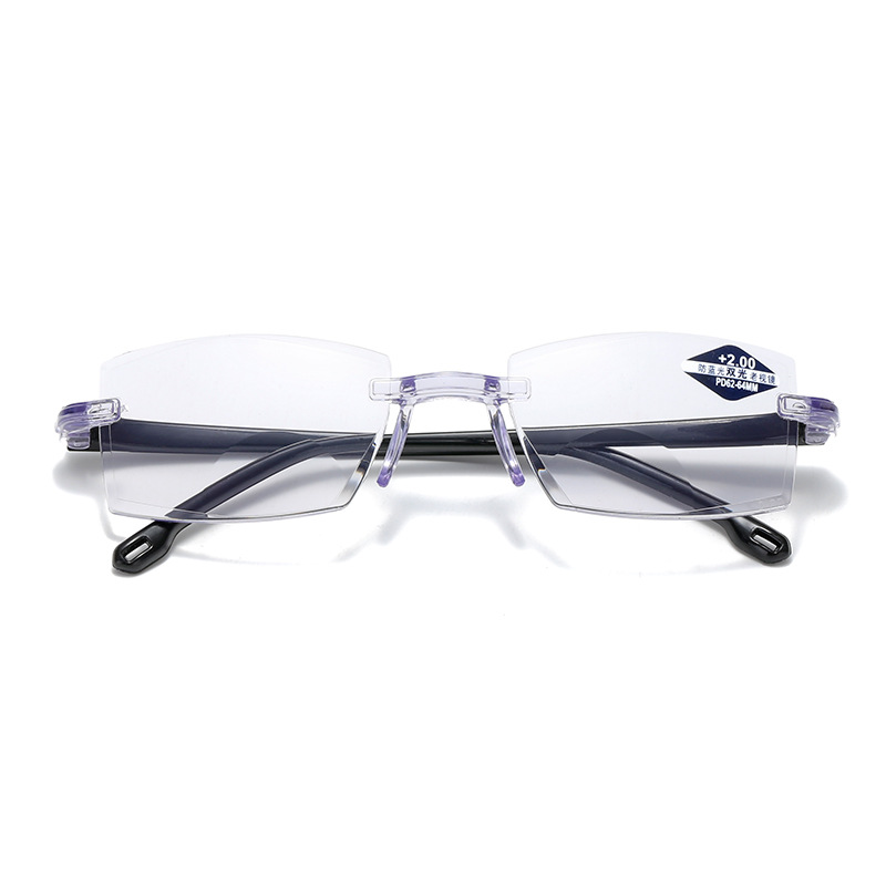 2021year Smart Zoom Anti-Blue Light Frameless Trimming Stall Goods Dual-Purpose Dual-Light Presbyopic Glasses