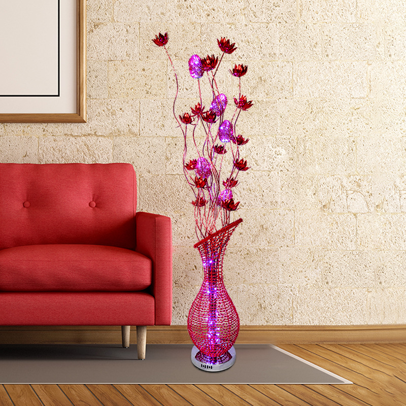 Led Red Floor Lamp Wedding Road Lead Aluminum Steel Artisan Vase Creative Living Room Decoration Nordic Style