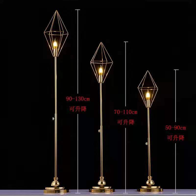 Wedding Props Wrought Iron Electroplated Diamond Three-Piece Set Crown Road Lead Lamp Decoration Stage Site Layout