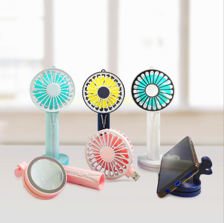 Zipper Mini Hand-held Small Fan, USB Charging Portable Small Fan