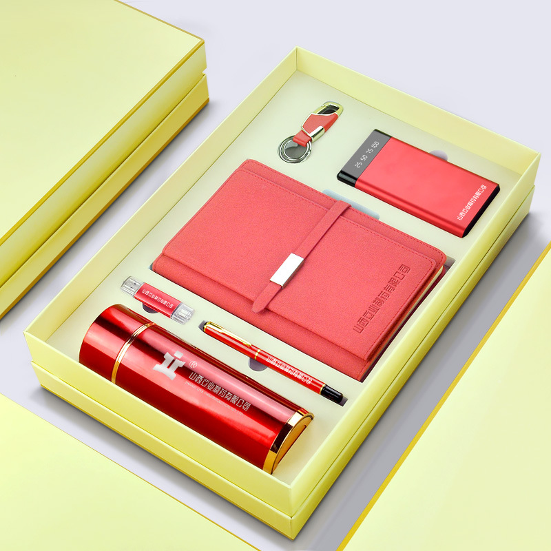 Vacuum Cup Set U Disk Power Bank Gift Keychain Signature Pen Notebook Gift Set Custom Wholesale