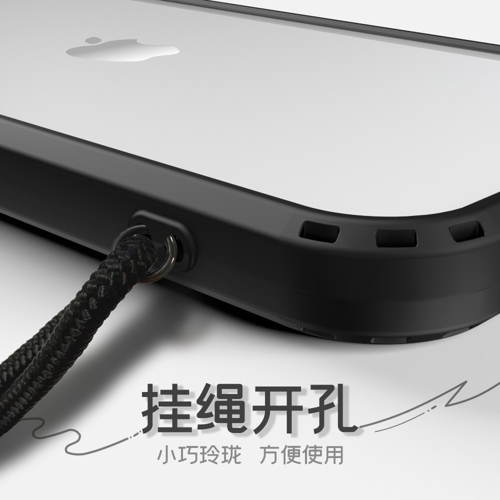 Hole Hanging Rope 11prox Max Mobile Phone Shell 8 Xs Transparent Crystal TPU plus Pc Protective Case for Apple Iphone12
