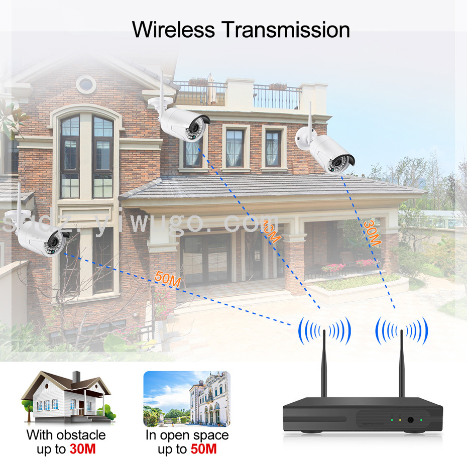 Wireless Monitoring Equipment Set System Monitor HD Outdoor 4-Way Home Complete Set Supermarket Commercial Camera