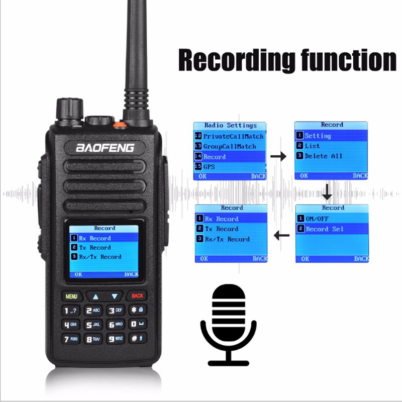 Baofeng DM-1702 DMR Digital Interphone UV Double Band Dual Time Slot Baofeng FM Handheld Transceiver GPS Recording Power Baofeng DM-1702 DMR Digital Interphone UV Double Band Dual Time Slot Baofeng FM Handheld Transceiver GPS Recording Power