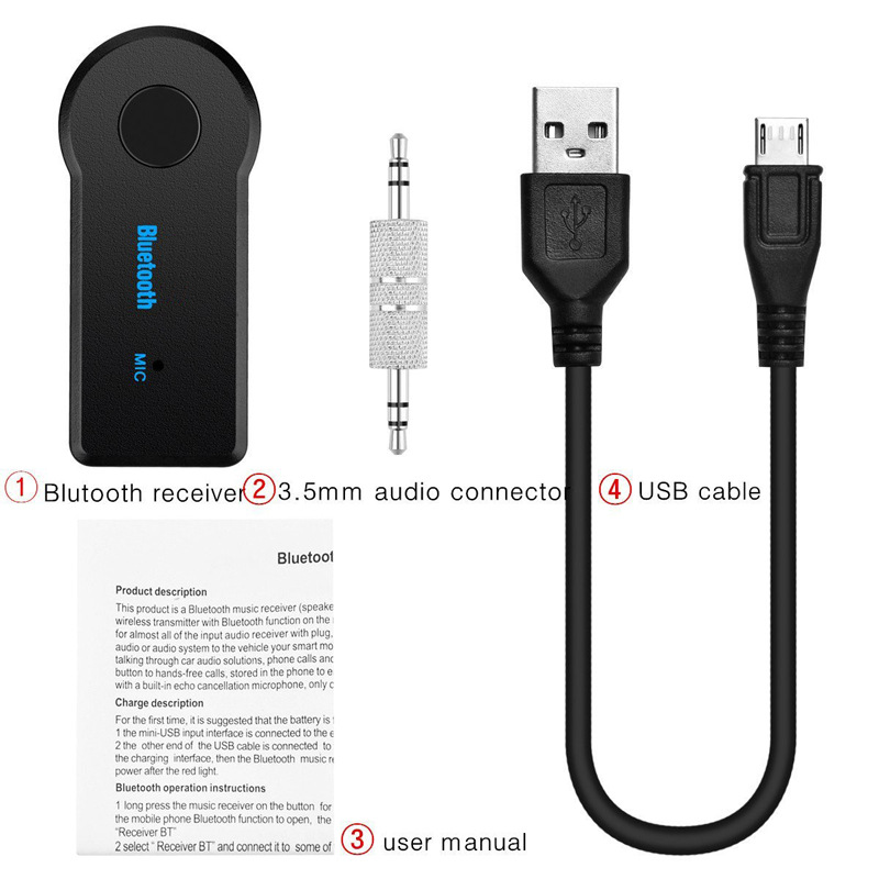 3.5mm Car Wireless Audio Bluetooth Receiver Aux Interface Bluetooth Adapter Music Stereo