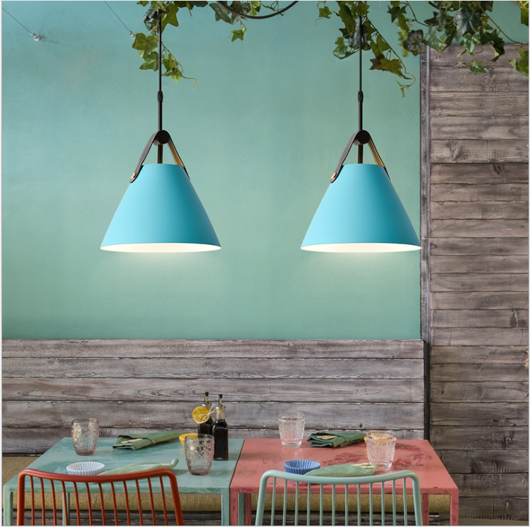 Nordic chandelier creative restaurant bar table lamp personality cafe chandelier macaron iron lamps