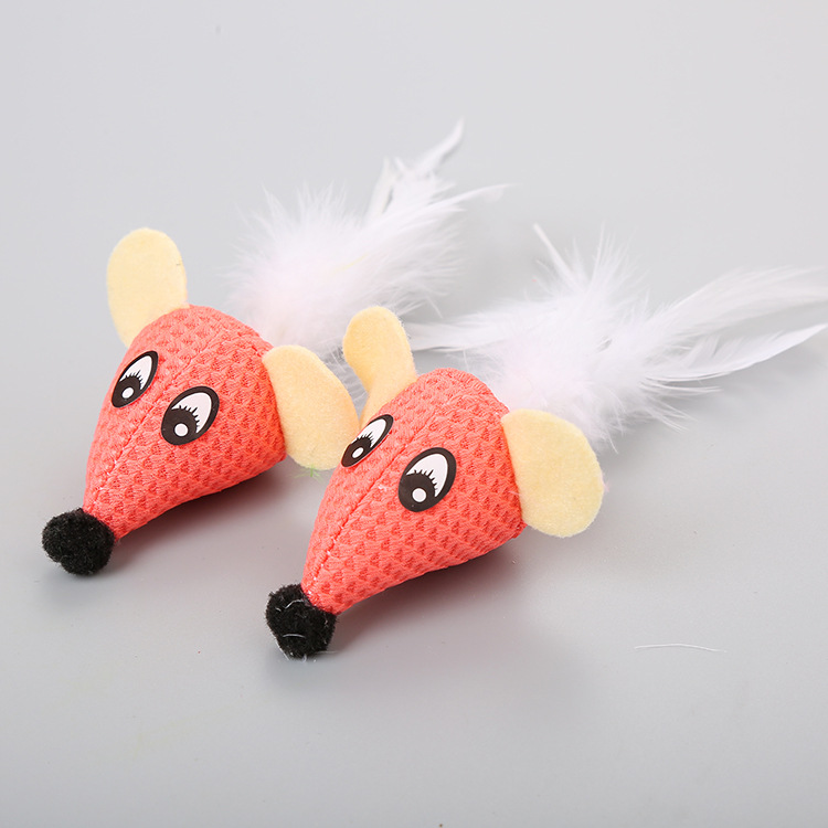 New PET cat toy mouse head with feathers apple Toy cat toy Factory Spot Wholesale Cross-border hot Sales