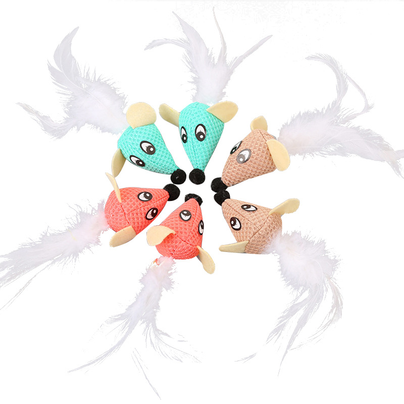 New PET cat toy mouse head with feathers apple Toy cat toy Factory Spot Wholesale Cross-border hot Sales