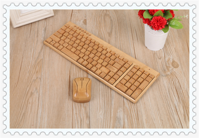 Wireless bamboo keyboard and mouse a set of two-key area bamboo computer accessories set Wireless bamboo keyboard and mouse a set of two-key area bamboo computer accessories set