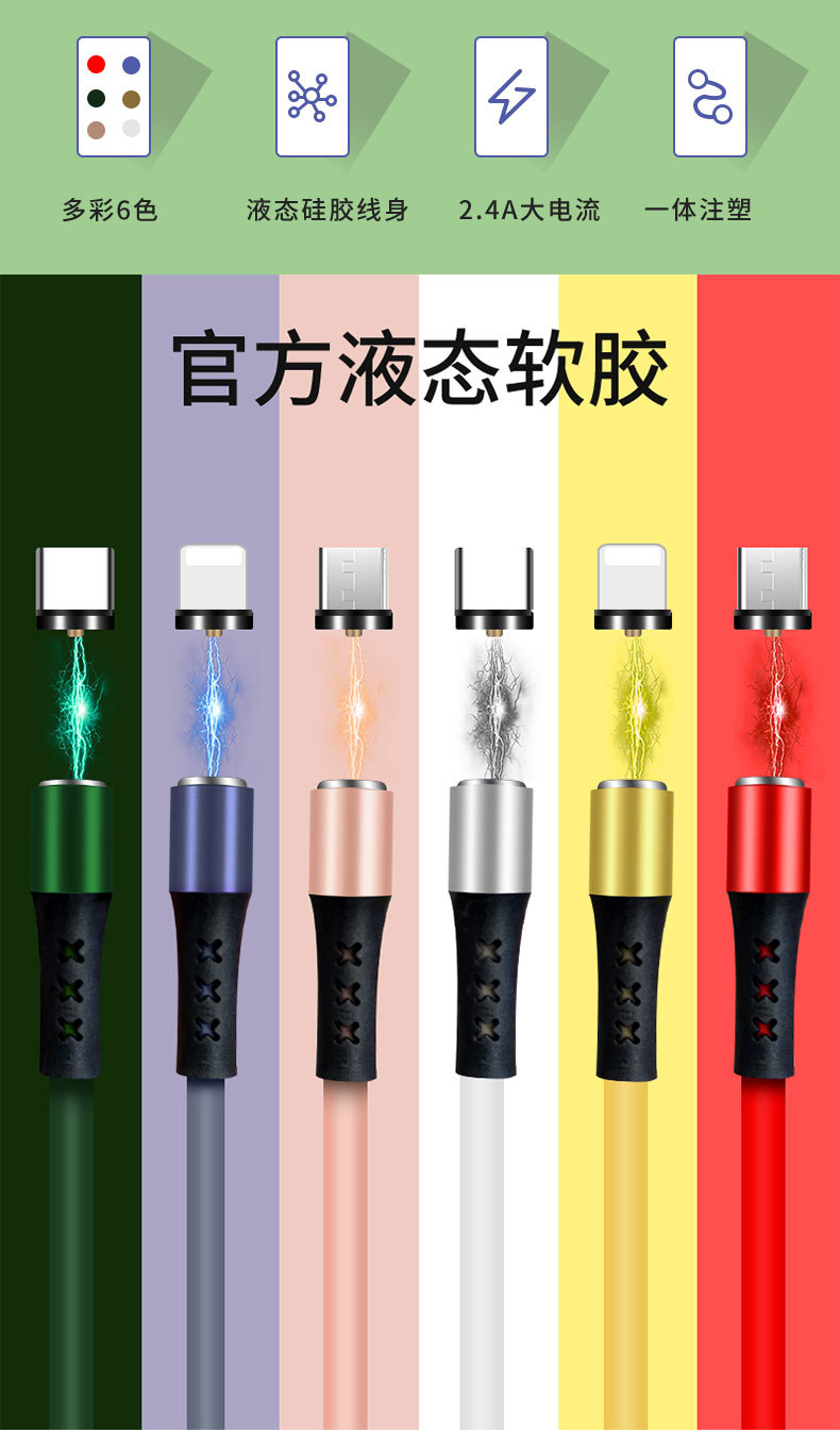 Data Cable Fast Charging USB ThreeinOne MultiFunction Mobile Phone Charging Cable Android round Head Magnet Line Data Cable Fast Charging USB ThreeinOne MultiFunction Mobile Phone Charging Cable Android round Head Magnet Line
