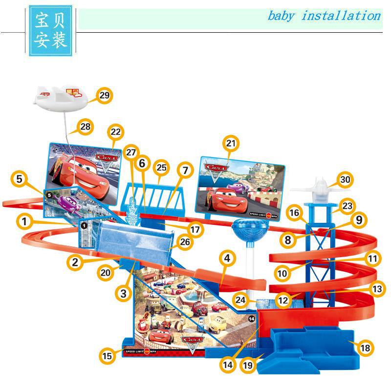 Electric Rotating Car Story Assembly Educational Parent-Child Toy Children&#039;s Rail Car with USB Cable Toy Car