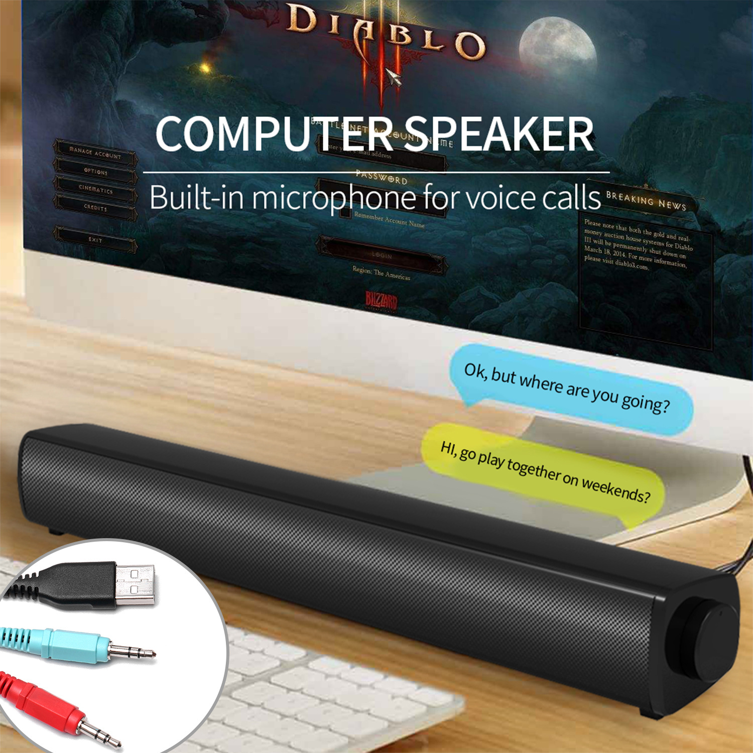 Computer USB Audio Computer Sound Booster Audio Cable Speaker Computer Game Speaker Subwoofer Factory Direct Sales Computer USB Audio Computer Sound Booster Audio Cable Speaker Computer Game Speaker Subwoofer Factory Direct Sales