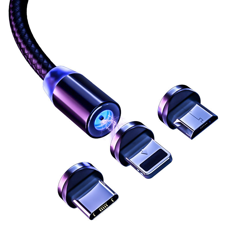 Popular Magnetic Sucker Data Cable Fast Charge USB ThreeinOne MultiFunction Phone Charger Android round Head Magnet Line