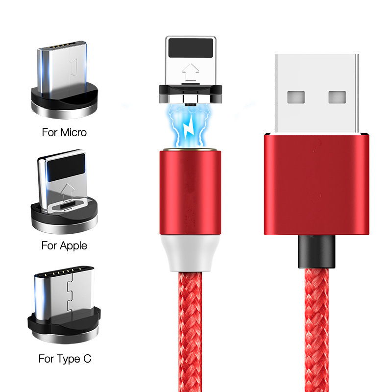 Popular Magnetic Sucker Data Cable Fast Charge USB ThreeinOne MultiFunction Phone Charger Android round Head Magnet Line