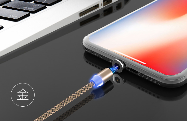 Popular Magnetic Sucker Data Cable Fast Charge USB ThreeinOne MultiFunction Phone Charger Android round Head Magnet Line