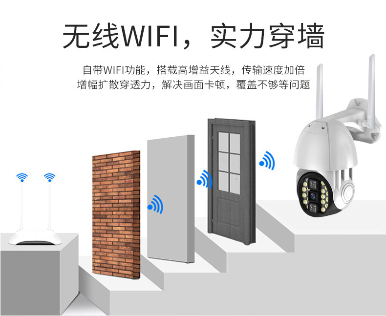 Dual-Light Night Vision Ball Machine Camera WiFi Smart Monitor Two-Way Voice Intercom PTZ Control V380 App Dual-Light Night Vision Ball Machine Camera WiFi Smart Monitor Two-Way Voice Intercom PTZ Control V380 App