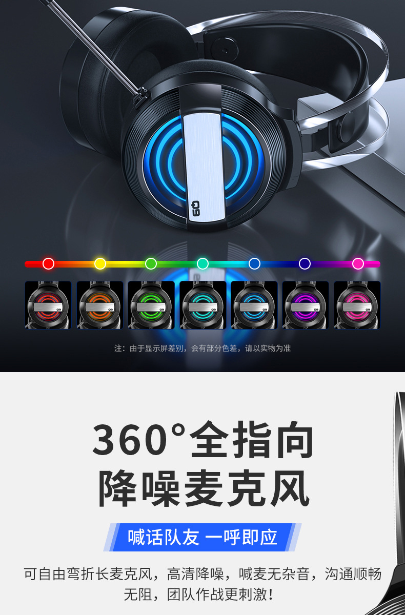 MC Maicai New Head-Mounted Computer Earphone Drive-by-Wire Desktop E-Sports USB Wired Headset with Microphone