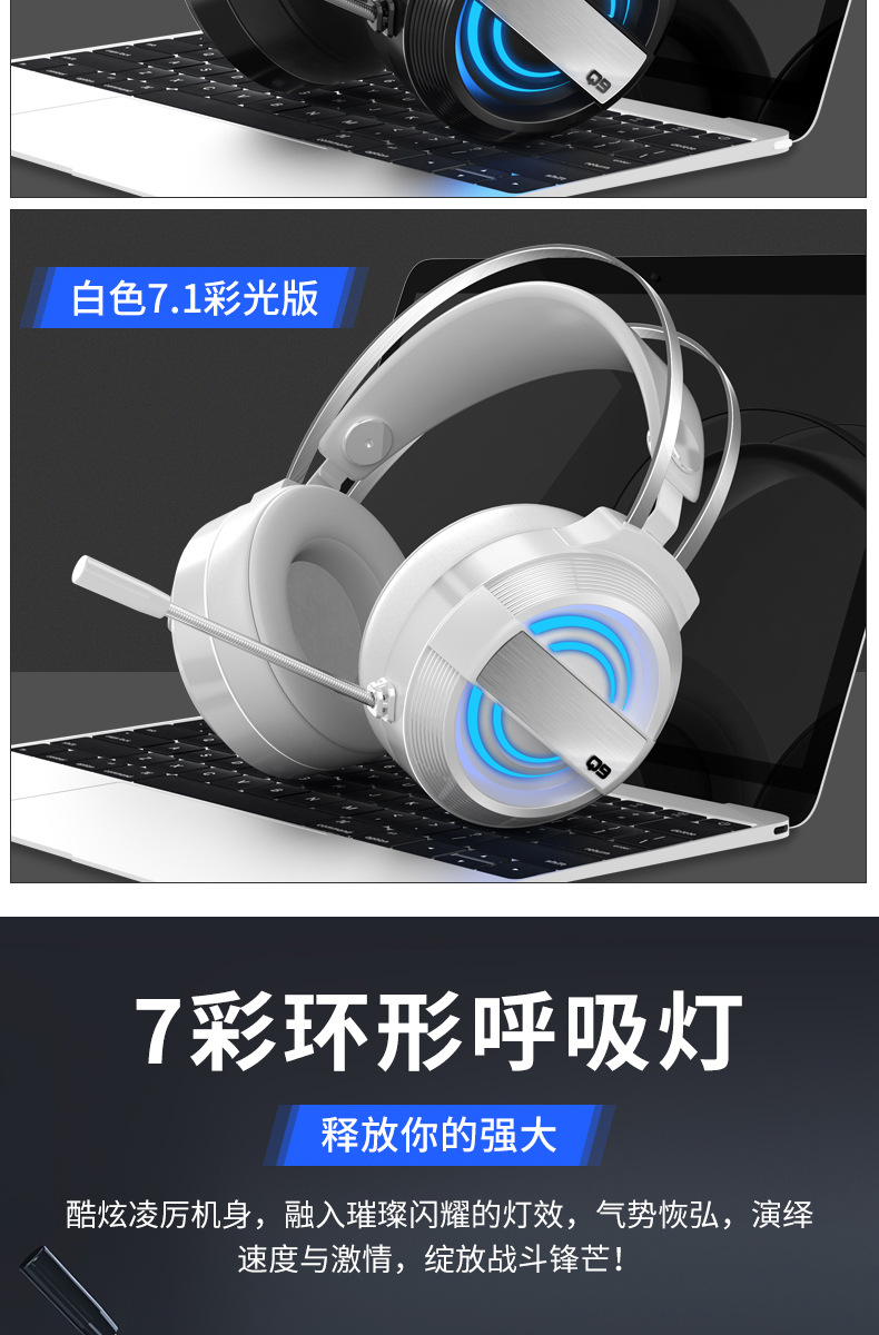 MC Maicai New Head-Mounted Computer Earphone Drive-by-Wire Desktop E-Sports USB Wired Headset with Microphone