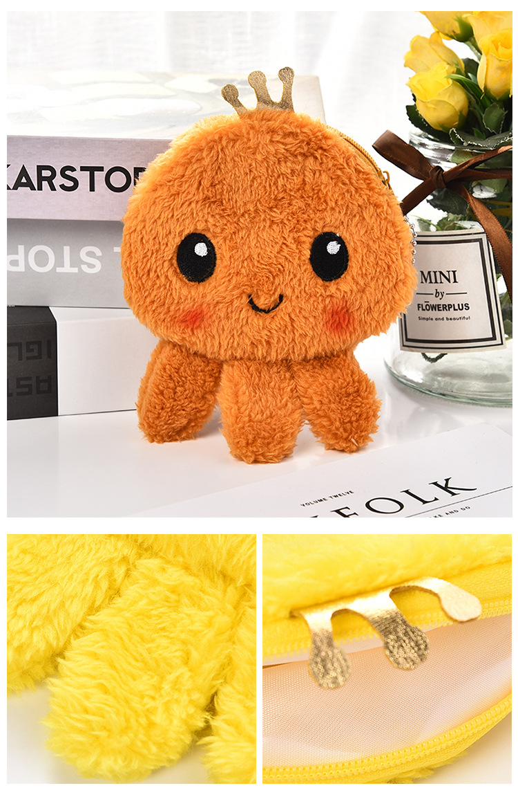 Cute Plush Bag Cartoon Octopus Coin Purse Key Case Storage Bag Earphone Cable Package Reversible Octopus Bag Cute Plush Bag Cartoon Octopus Coin Purse Key Case Storage Bag Earphone Cable Package Reversible Octopus Bag