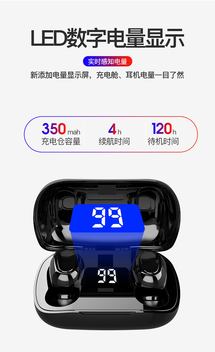 Cross-Border New TWS Bluetooth Headset 5.0 Stereo Dual Handle Call Earphone Wireless Headset Manufacturer New Style