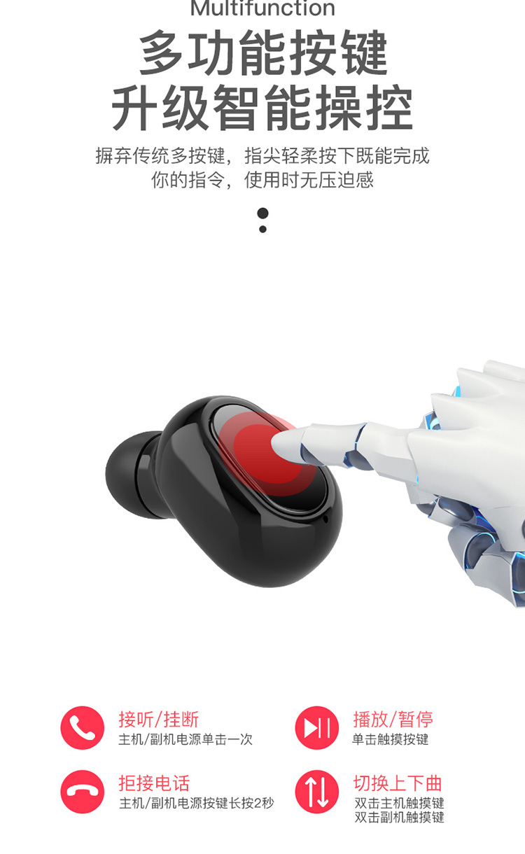 Cross-Border New TWS Bluetooth Headset 5.0 Stereo Dual Handle Call Earphone Wireless Headset Manufacturer New Style
