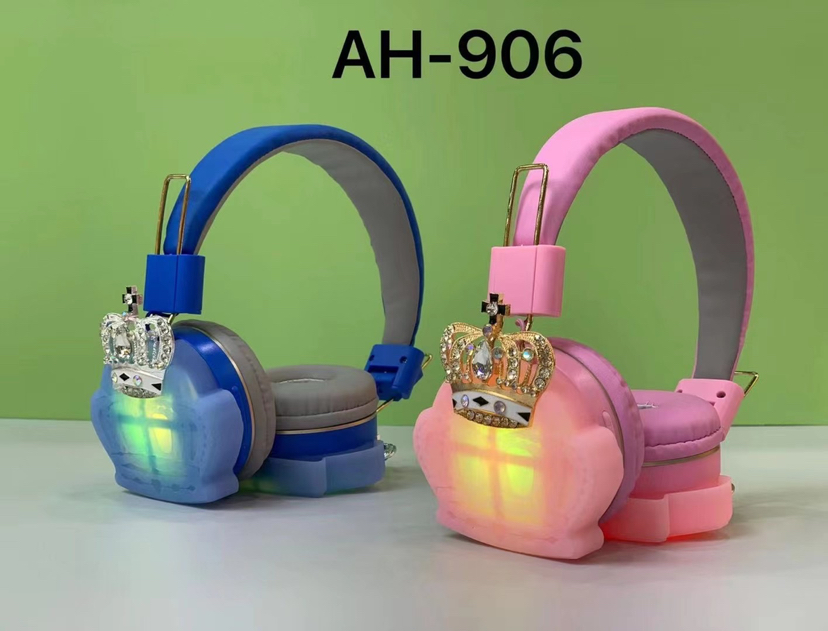New Headset Glowing Bluetooth Headset Ah-906 Flash Silicone Crown Wireless Stereo Earphone New Headset Glowing Bluetooth Headset Ah-906 Flash Silicone Crown Wireless Stereo Earphone